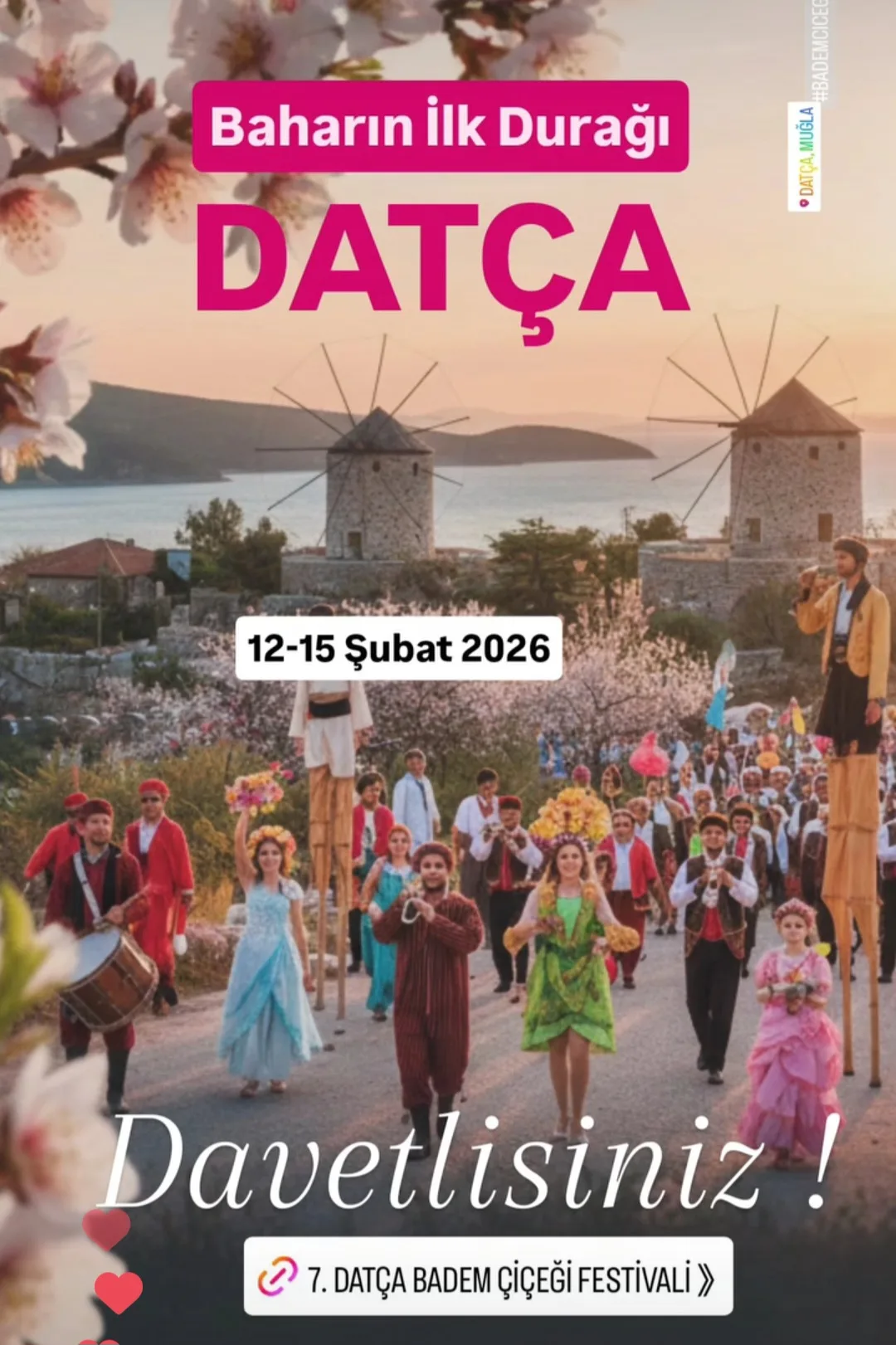 Her yıl Şubat Ayında Gerçekleştirilen Badem Çiçeği Festivali İnstagram Afişlerinden Biri.